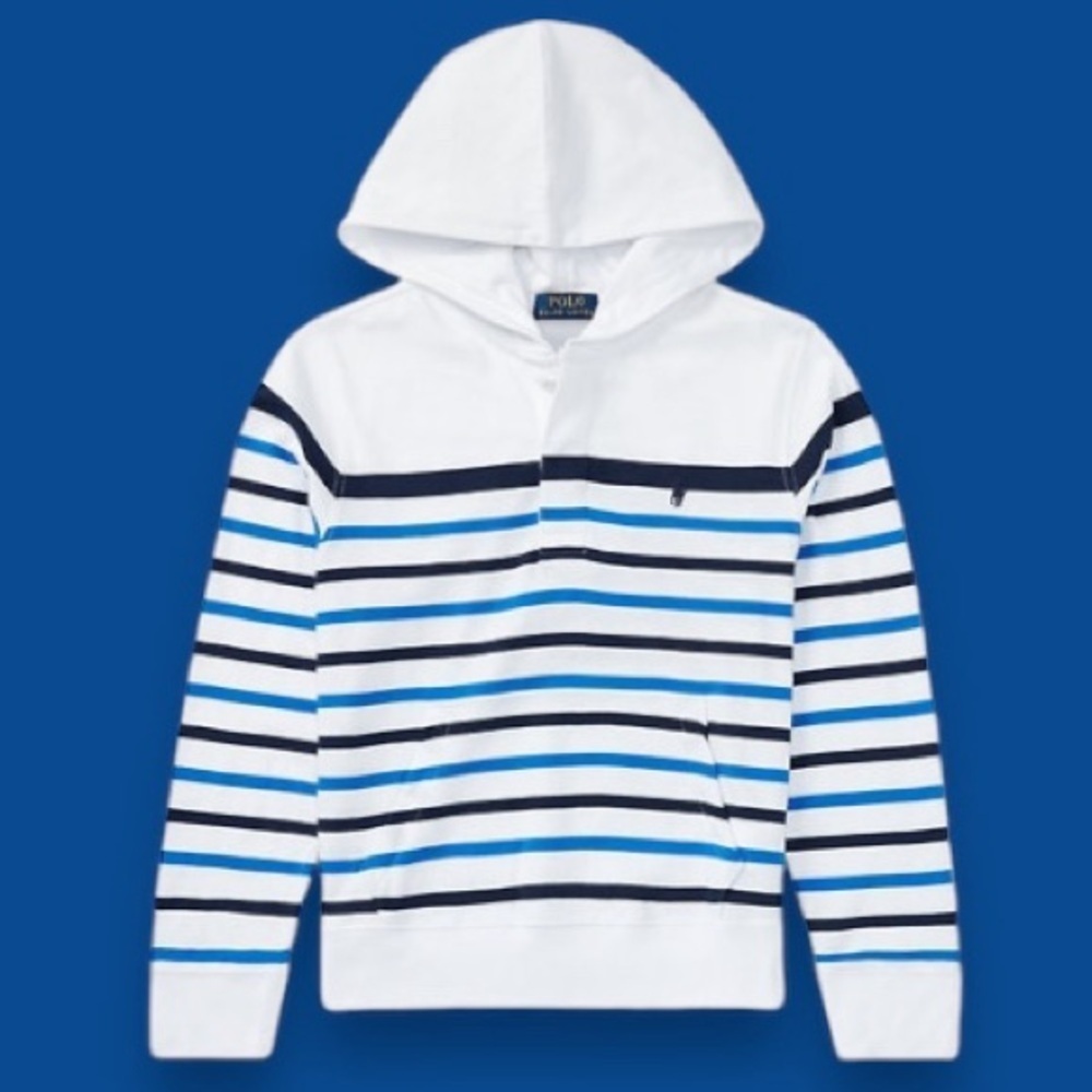 POLO Ralph Lauren Size L (14-16) Striped Cotton Jersey Hoodie